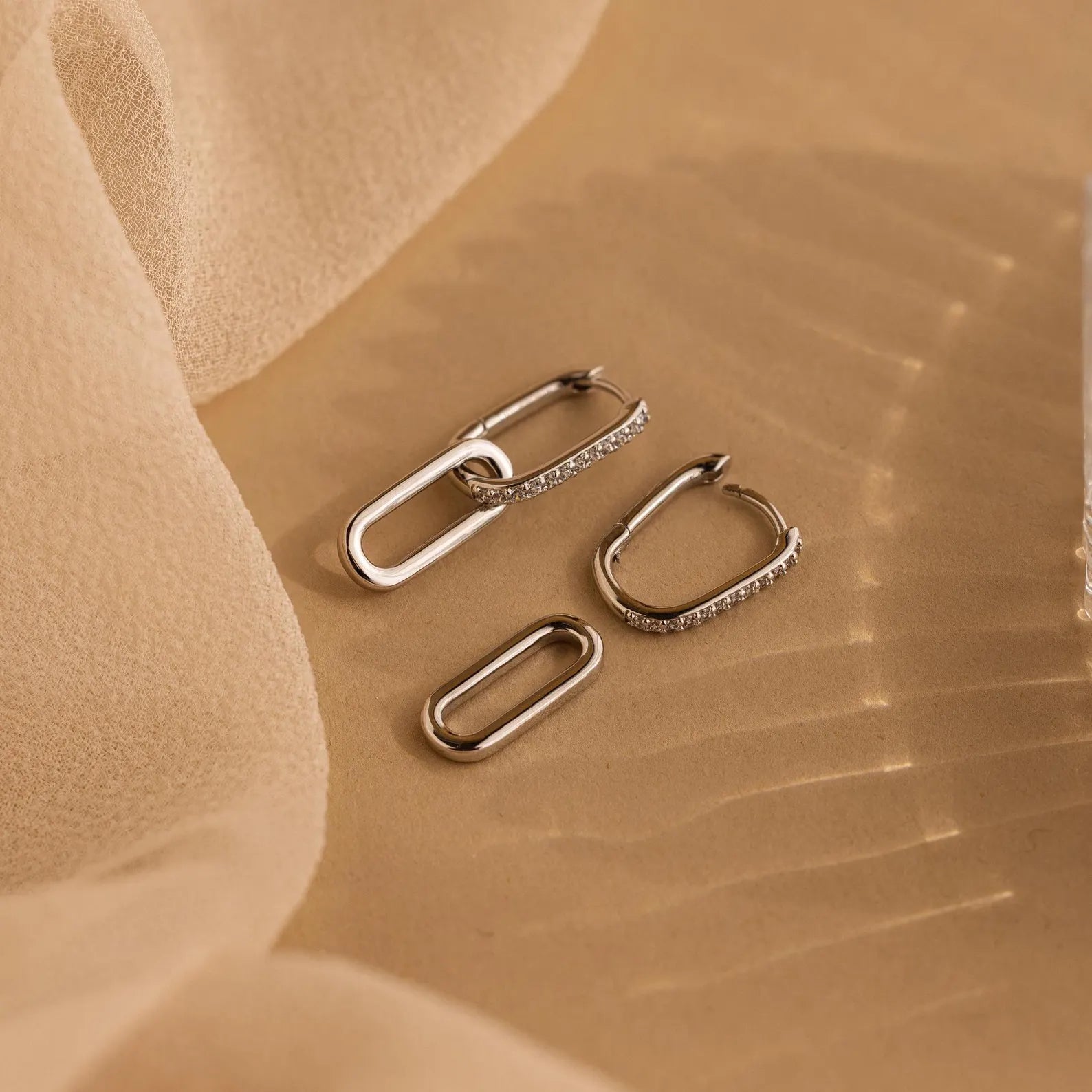 Pave Link Drop Earrings