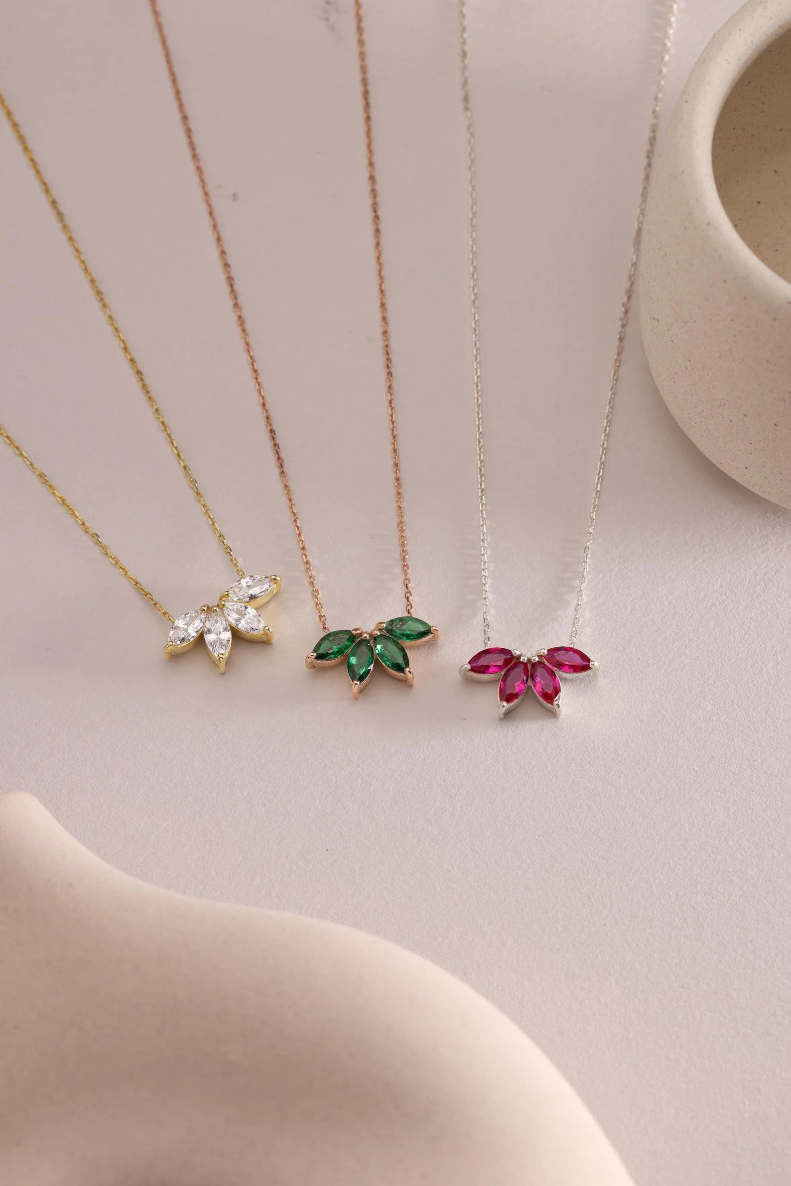 Horizontal Pod Birthstone Necklace