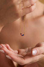 Titanium Steel Loving Heart Zircon Birthstone Necklace