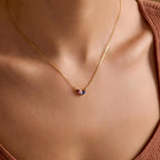 Titanium Steel Loving Heart Zircon Birthstone Necklace