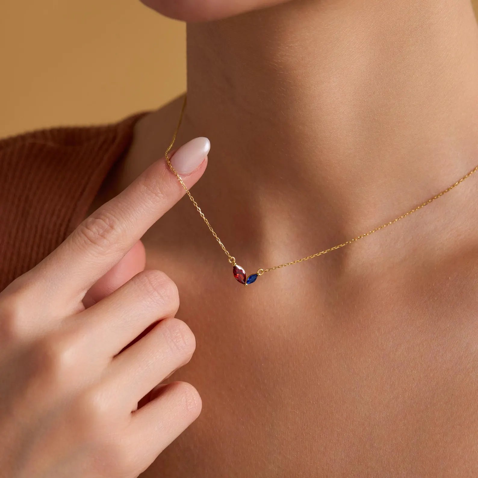 Titanium Steel Loving Heart Zircon Birthstone Necklace