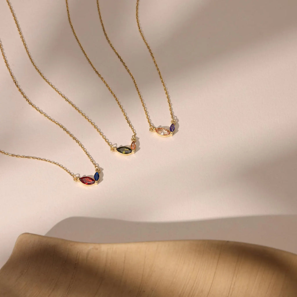 Titanium Steel Loving Heart Zircon Birthstone Necklace