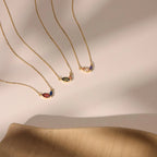 Titanium Steel Loving Heart Zircon Birthstone Necklace