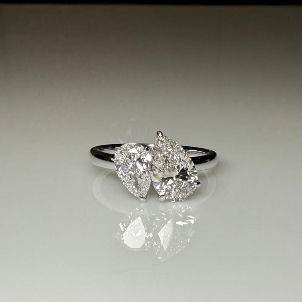 Toi et Moi Pear Cut Ring in Sterling Silver