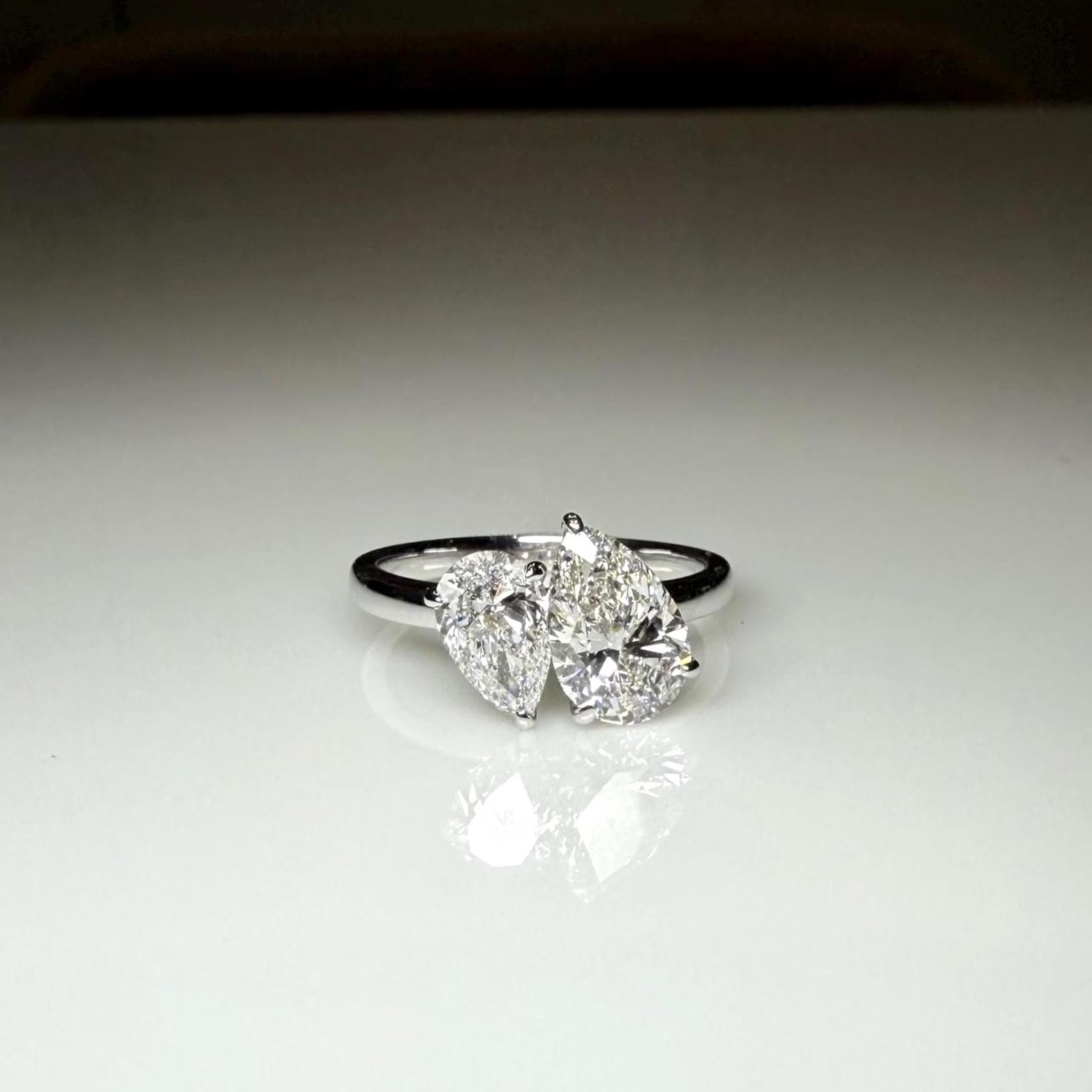 Toi et Moi Pear Cut Ring in Sterling Silver