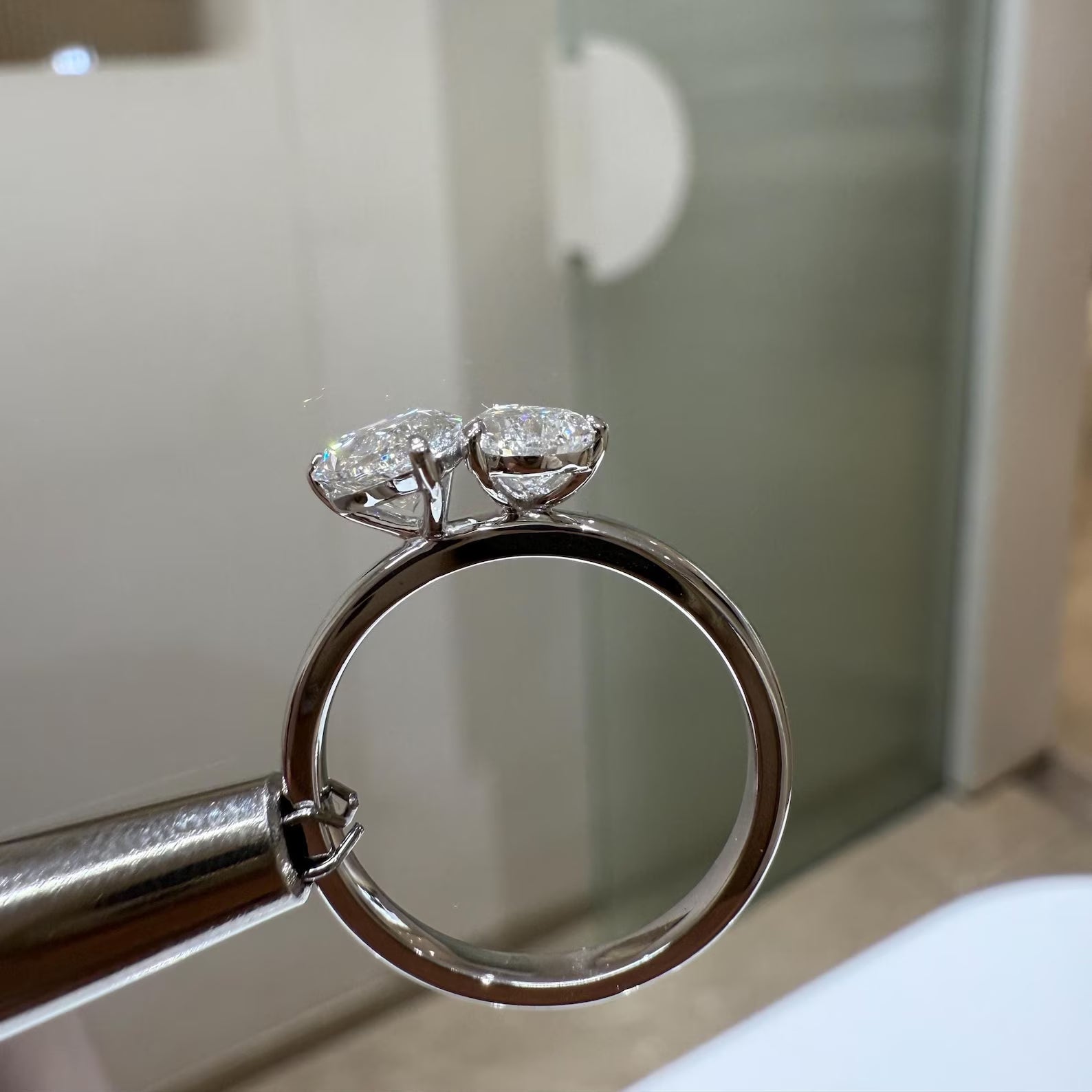 Toi et Moi Pear Cut Ring in Sterling Silver