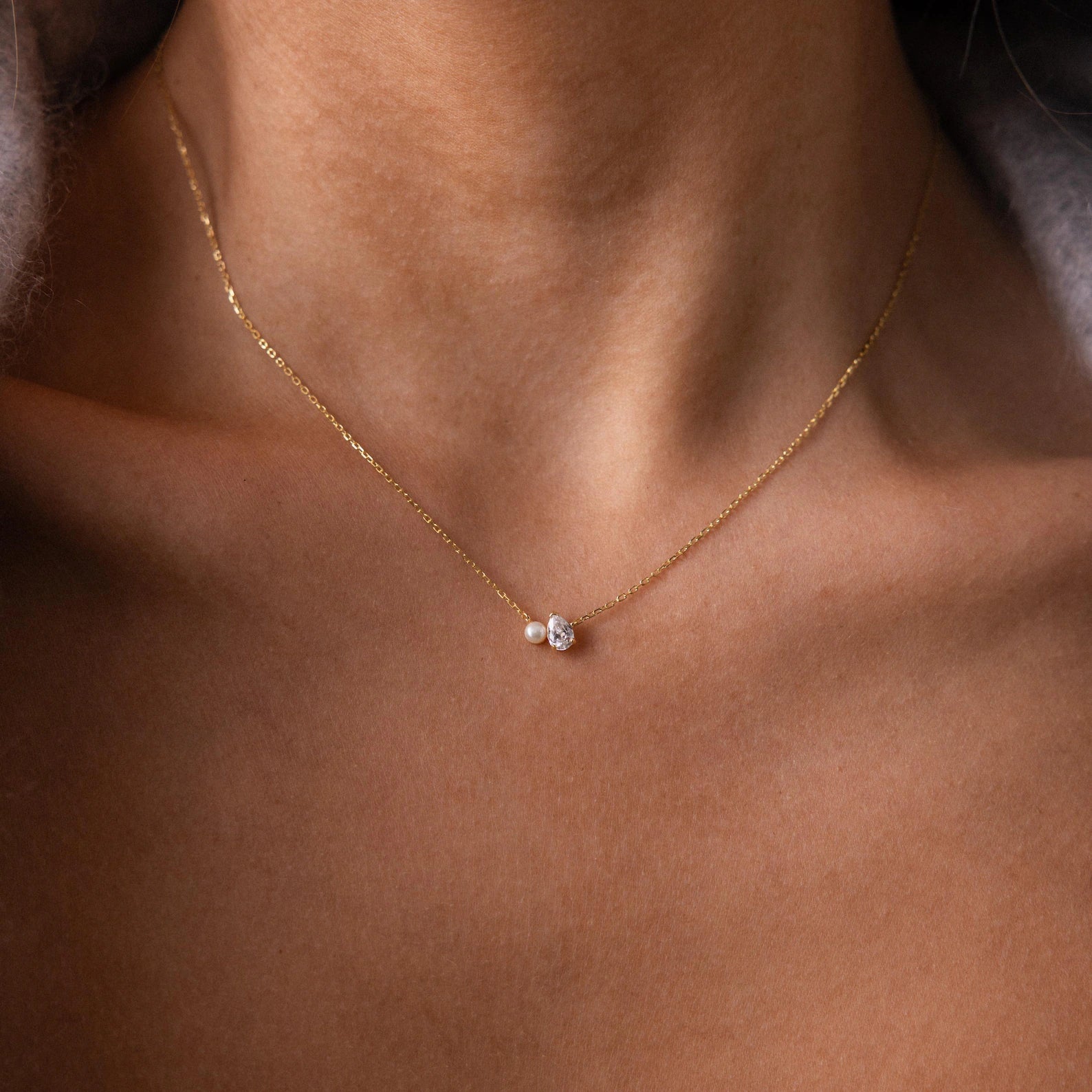 Pearl & Teardrop Birthstone Necklace