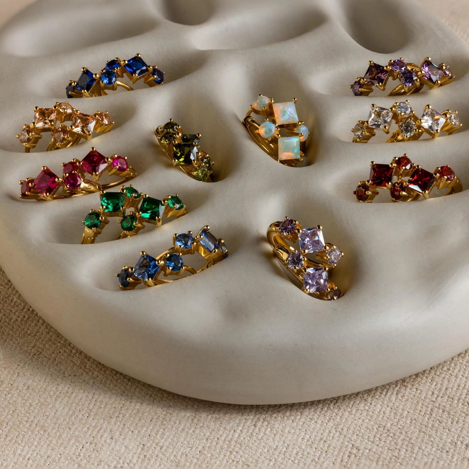 18K Gold Princess Cut Birthstone Huggies