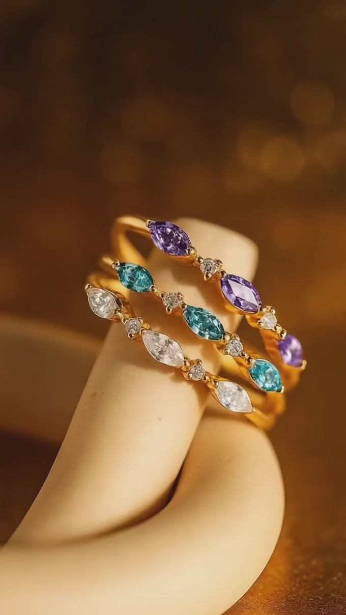 Triple Marquise Birthstone Ring