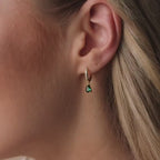 Pave Birthstone Drop Huggies