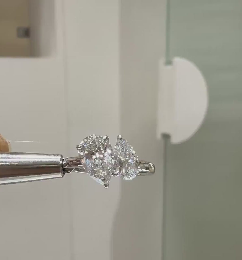 Toi et Moi Pear Cut Ring in Sterling Silver