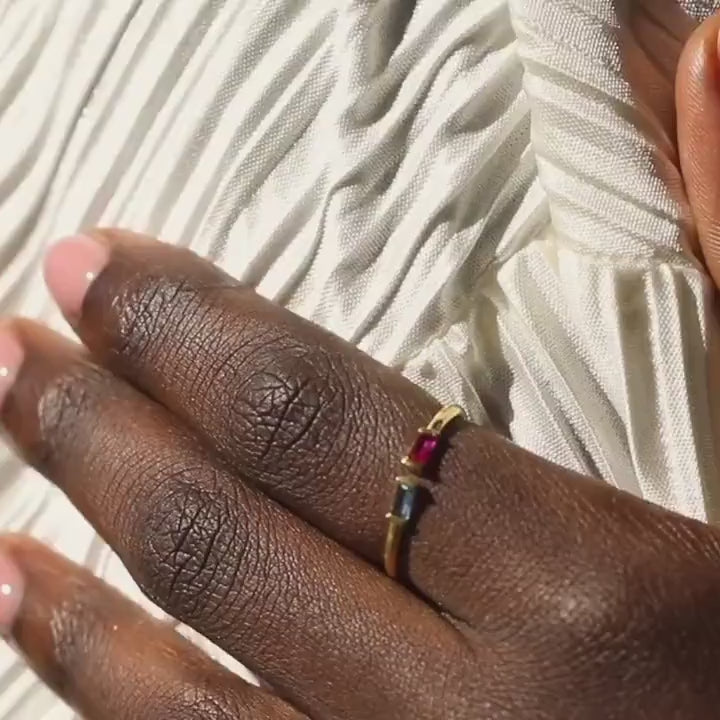 Duo Baguette Birthstone Ring