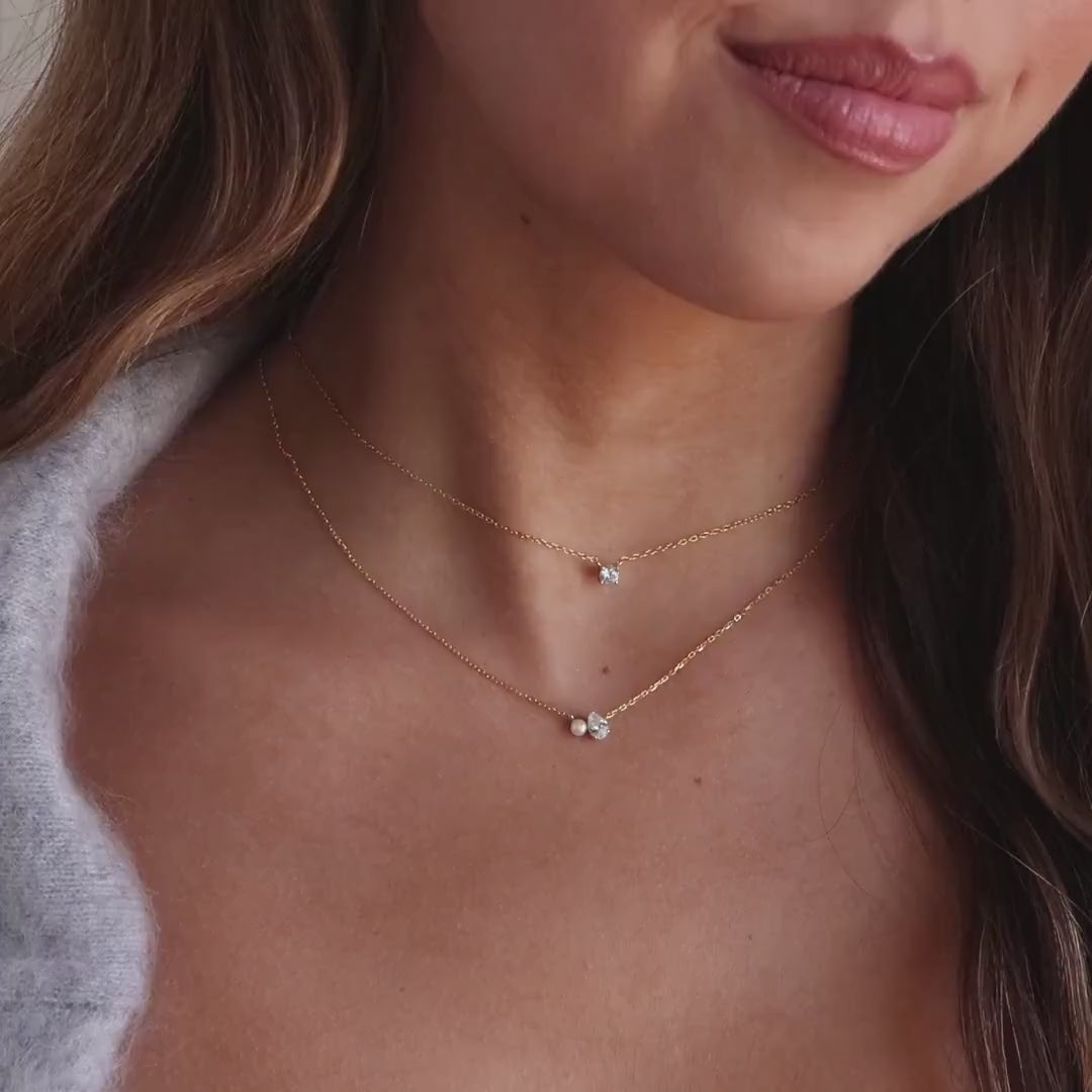 Pearl & Teardrop Birthstone Necklace