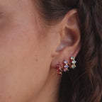 18K Gold Princess Cut Birthstone Huggies