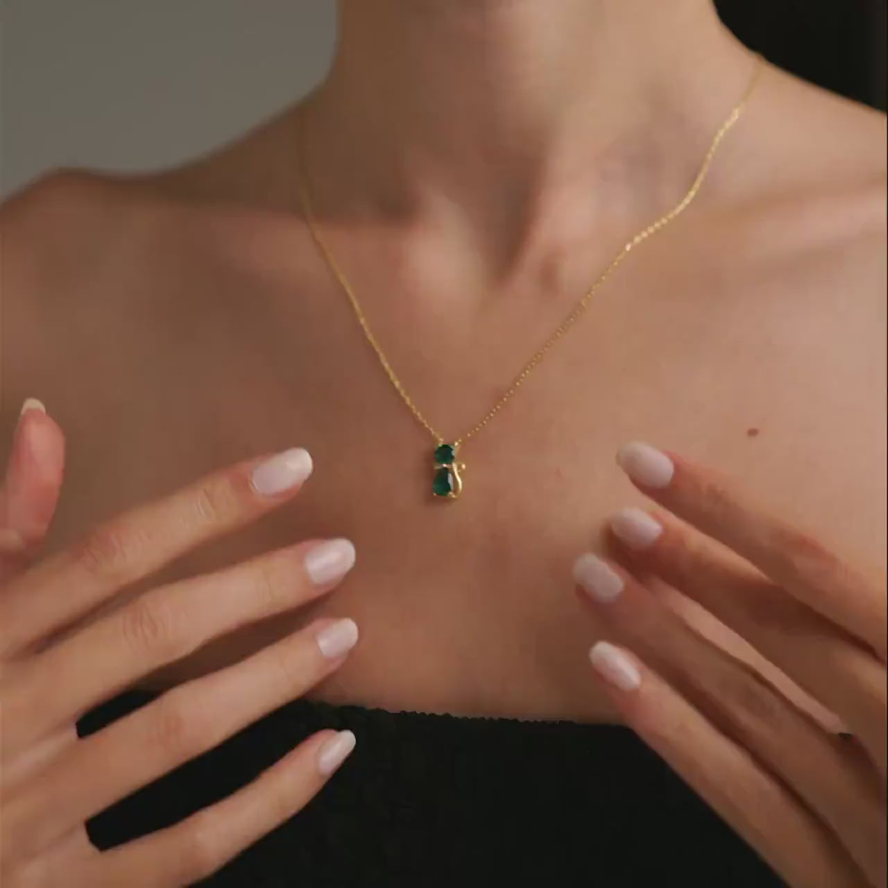 Personalized Birthstone Cat Necklace,