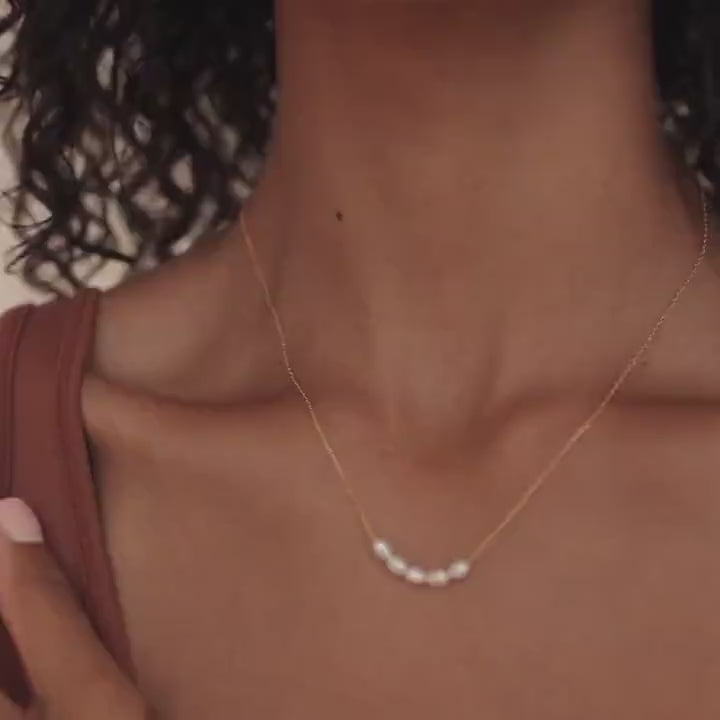 Pearl Bead Necklace in 18K Gold